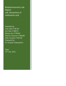 Mefenamic Acid Dissolution Lab Report