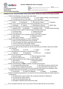 TLE 8 CSS Summative Test: Tools & Safety