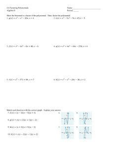 Factoring Polynomials Worksheet - Algebra II