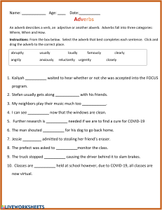 Adverbs Worksheet: Practice Identifying Adverbs