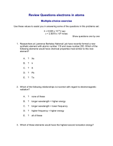 Electrons in Atoms Review Questions