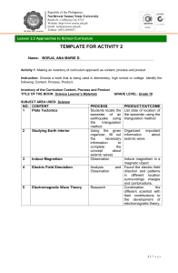 Grade 10 Science Curriculum Activity: Content, Process, Product