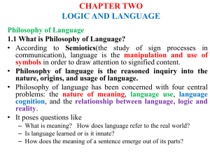 Logic & Language: Philosophy of Language Lecture Notes