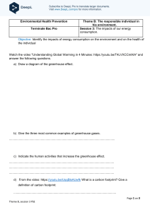 Environmental Health & Energy Consumption Worksheet