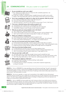 Saver or Spender? English Worksheet