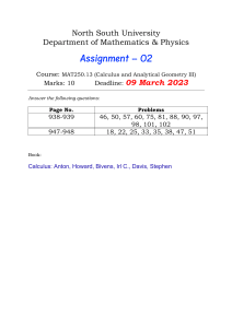 Calculus Assignment: Analytical Geometry III Problems