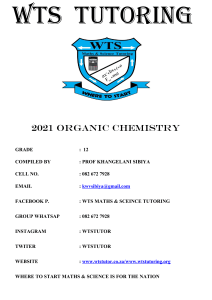 Organic Chemistry Grade 12 Tutoring Material