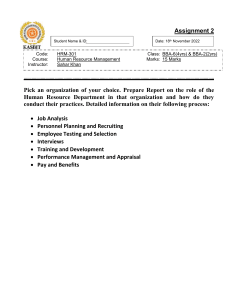 HRM Assignment: Human Resource Department Practices