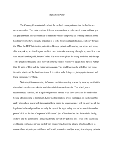Medical Errors Reflection Paper