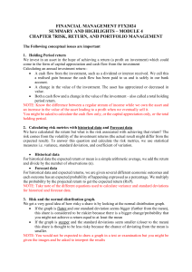Financial Risk, Return & Portfolio Management Summary