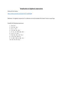 Simplify Algebraic Expressions Worksheet