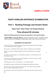 Year 9 English Exam Paper: Hard Times by Dickens