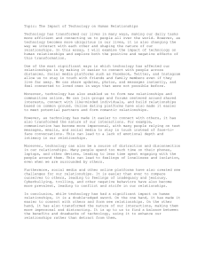 Technology's Impact on Human Relationships Essay