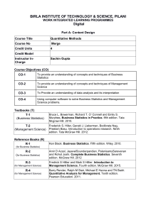 Quantitative Methods Course Syllabus