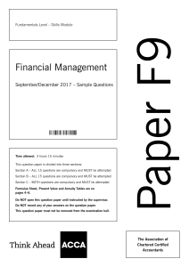 Financial Management Exam Paper - ACCA F9 Sample Questions
