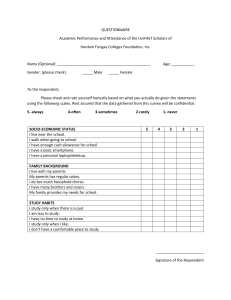 UniFAST Scholar Academic Performance Questionnaire
