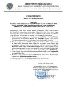 Ministry of Transportation Cadets Announcement 2020/2021