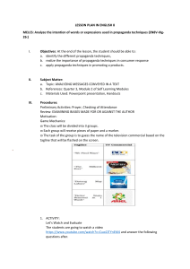 English 8 Lesson Plan: Analyzing Propaganda Techniques