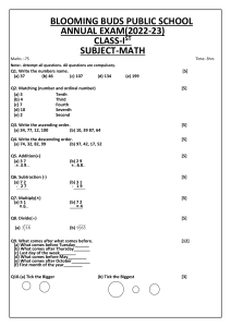 1st Grade Math Exam Paper (2022-23)