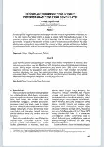 Reformasi Tata Pemerintahan Desa di Indonesia: Analisis Birokrasi
