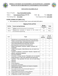 Environmental Physics Teaching Plan - MUET