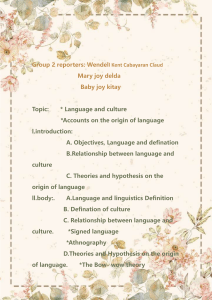 Language and Culture: Presentation Outline