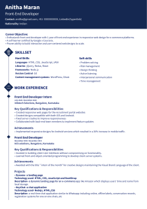 Anitha Maran - Front-End Developer Resume