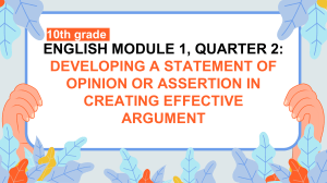 Opinion & Assertion in Argument: 10th Grade English Module