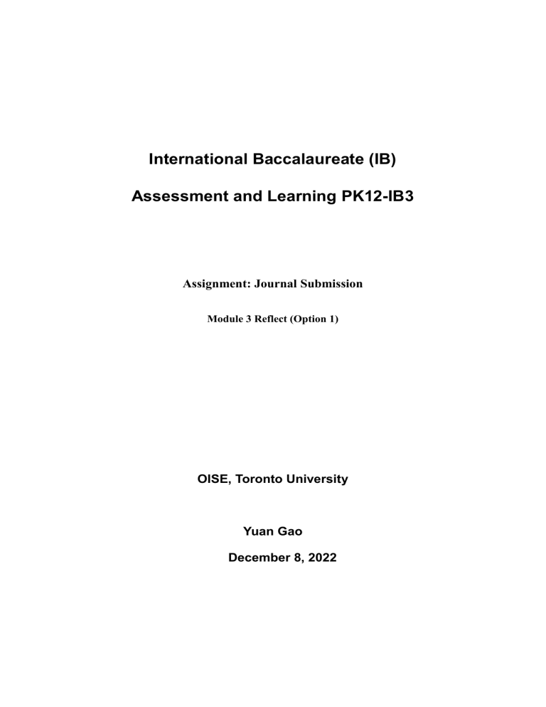 IB Academic Integrity Journal Submission