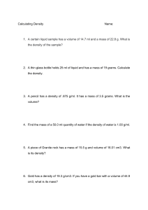 Density Calculation Worksheet: Practice Problems