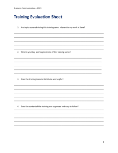 Business Communication Training Evaluation Sheet