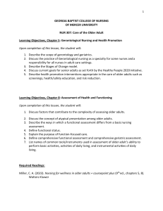 NUR 307: Care of the Older Adult Course Syllabus