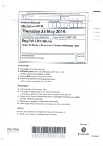IGCSE English Literature Exam: Modern Drama & Heritage Texts