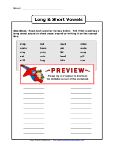 Long & Short Vowel Worksheet