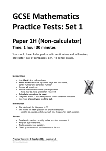 GCSE Math Practice Test Paper 1H (Non-calculator)
