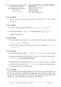 Examen de Matemáticas 3 - Cálculo Vectorial y Multivariable