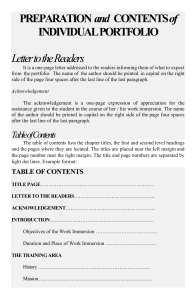Individual Portfolio Guidelines for Work Immersion