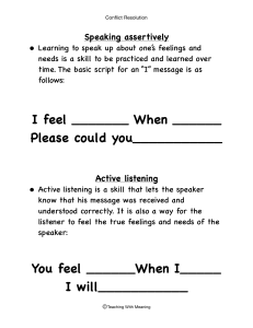 Conflict Resolution Worksheet: Assertive Speaking & Listening