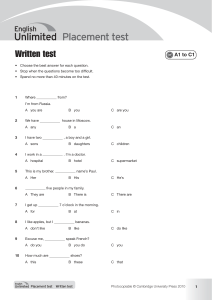 English Placement Test A1-C1 | Grammar & Vocabulary