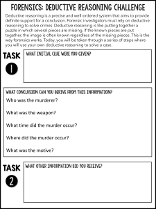 Forensics Deductive Reasoning Worksheet