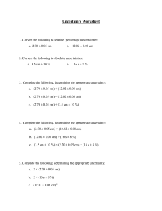 Uncertainty Worksheet: Calculations & Conversions