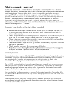 Community Immersion: Definition & Principles