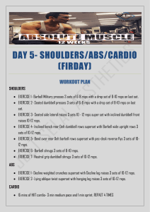 Shoulder, Abs, Cardio Workout Plan