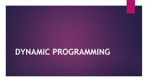 Dynamic Programming: Concepts and Applications