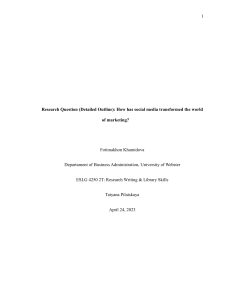 Social Media Marketing Transformation: Research Outline