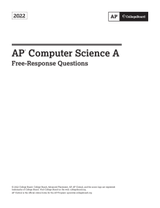 AP Computer Science A Free-Response Questions 2022
