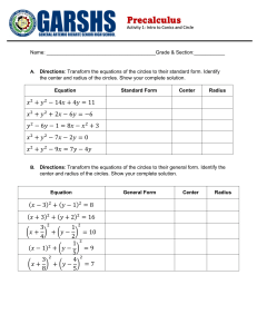 Precalculus Circle Equations Worksheet