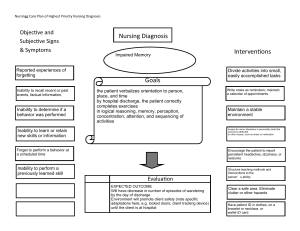 Nursing Care Plan: Impaired Memory