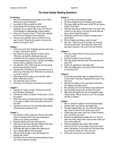 The Great Gatsby Reading Questions