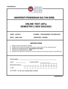 Postharvest Technology Online Test - University Level